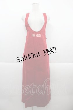 画像1: PINK HOUSE / ロゴジャンパースカート  赤Ｘ白 I-25-09-21-077-LO-OP-HD-ZI