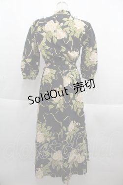 画像2: INGEBORG / 薔薇柄半袖開襟ワンピース  ブラック I-25-09-21-078-LO-OP-HD-ZI