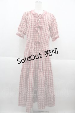 画像1: WONDERFUL WORLD / ギンガム&マドラスチェック半袖ワンピース  レッド I-25-09-21-080-LO-OP-HD-ZI