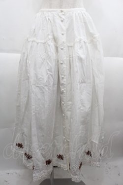 画像1: KETTY / 裾ローズブーケ刺繍スカート  白Ｘ赤 I-25-09-21-091-EL-SK-HD-ZI
