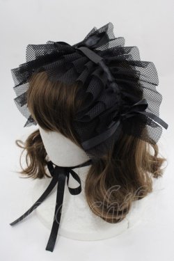 画像1: MARBLE / メッシュフリルヘッドドレス  黒 I-25-09-21-096-GO-AC-HD-ZI