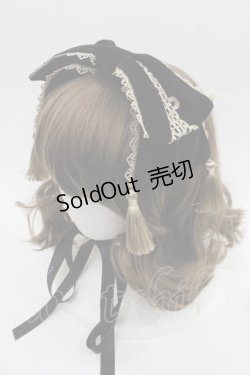 画像1: axes femme kawaii / タッセル付リボンヘッドドレス  黒Ｘゴールド I-25-09-21-097-AX-AC-HD-ZI