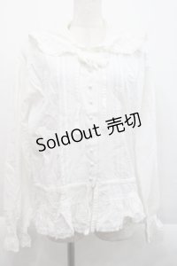 KETTY / ピンタックリボンフードブラウス  白 I-25-09-21-007-EL-BL-HD-ZI