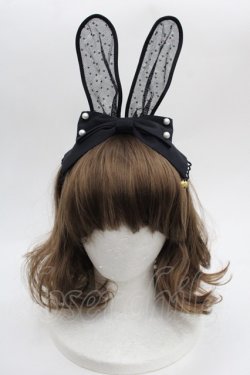 画像1: Angelic Pretty / おしゃまBunnyカチューシャ  黒 I-25-09-21-113-AP-AC-HD-ZI