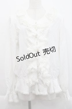 画像1: OLIVE des OLIVE / ピンタックフリルパールボタンブラウス  白 I-25-09-21-010-LO-BL-HD-ZI