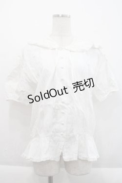 画像1: KETTY / ピンタックフード半袖ブラウス  白 I-25-09-21-011-EL-BL-HD-ZI