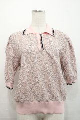 INGEBORG / レースポロシャツ 3サイズ(9号) ピンク I-25-09-21-021-LO-TO-HD-ZI