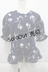 KETTY / オールドローズ半袖ブラウス  青 I-25-09-21-023-EL-BL-HD-ZI