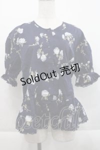 KETTY / オールドローズ半袖ブラウス  青 I-25-09-21-023-EL-BL-HD-ZI