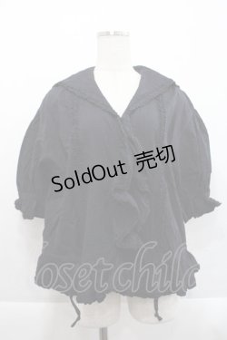 画像1: KETTY / ピンタックフリルセーラー襟半袖ブラウス  黒 I-25-09-21-024-EL-BL-HD-ZI