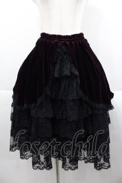 画像1: MARBLE / ベルベット重ねレーススカート  黒 I-25-09-24-049-GO-SK-SA-ZI