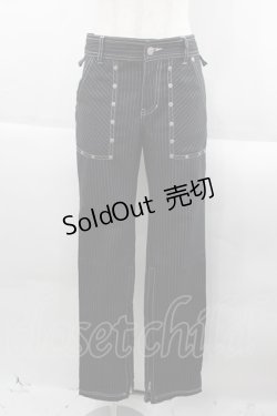 画像1: ALGONQUINS / ストライプパンツ  黒Ｘ白 I-25-09-24-057-AL-PA-SA-ZI