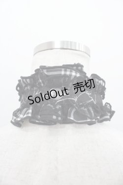 画像2: HN+nois / チェーン&チェックフリルチョーカー  黒Ｘ白チェックＸシルバー I-25-09-24-061-HN-AC-SA-ZI