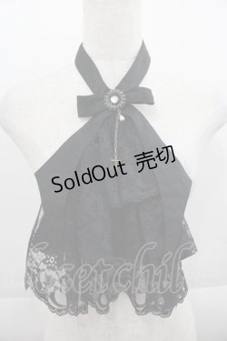 画像1: MARBLE / リボンレースジャボ  黒 I-25-09-24-066-GO-ZA-SA-ZI