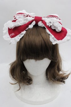 画像1: BABY,THE STARS SHINE BRIGHT / くみゃちゃんのLove Heart Embroideryリボンカチューシャ  エンジ I-25-09-24-077-BA-AC-SA-ZI