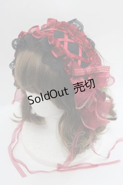 画像1: Snowdrop to Saint Maria / ストロベリージャムヘッドドレス  黒Ｘ赤 I-25-09-24-086-LO-AC-SA-ZI