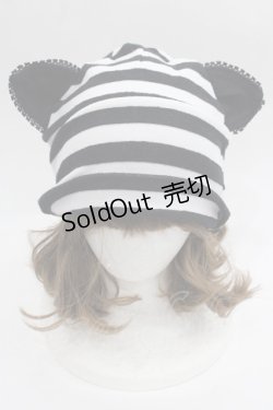 画像1: PEACE NOW / ボーダーみみハット  黒Ｘ白 I-25-09-24-089-PU-AC-SA-ZI