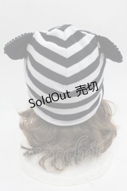 画像2: PEACE NOW / ボーダーみみハット  黒Ｘ白 I-25-09-24-089-PU-AC-SA-ZI