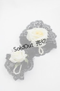 画像1: JESUS DIAMANTE / ローズレースクリップセット  黒Ｘアイボリー I-25-09-24-094-JE-AC-SA-ZI