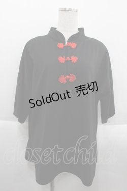 画像1: ACDC RAG / チャイナ半袖カットソー  黒Ｘ赤 I-25-09-24-009-PU-TO-SA-ZI