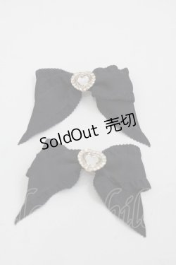 画像1: MA*RS / ハートビジューリボンクリップ  黒Ｘシルバー I-25-09-24-098-EL-AC-SA-ZI