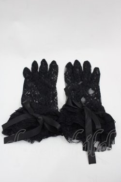 画像1: LOLITAその他(お買取対象外) / リボンレースグローブ  黒 I-25-09-24-112-LO-ZA-SA-ZI