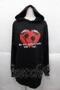 NieR Clothing / ハート風プリントフードカットソー  黒Ｘ赤Ｘ白 I-25-09-24-011-PU-TO-SA-ZI