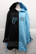 NieR Clothing / 2カラー切替パーカー  サックスＸ黒 I-25-09-24-012-PU-TO-SA-ZI
