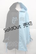 NieR Clothing / 2カラー切替パーカー  サックスＸ黒 I-25-09-24-012-PU-TO-SA-ZI