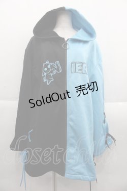 画像1: NieR Clothing / 2カラー切替パーカー  サックスＸ黒 I-25-09-24-012-PU-TO-SA-ZI