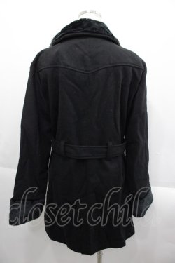 画像2: HELL CAT PUNKS / ボアファー襟コート M 黒Ｘシルバー I-25-09-24-020-PU-CO-SA-ZI
