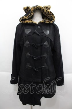 画像1: HELL CAT PUNKS / トランプダッフルねこみみフードコート  黒 I-25-09-24-021-PU-CO-SA-ZI