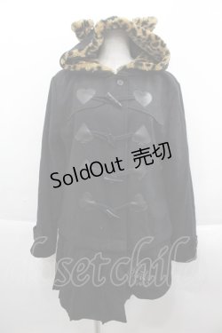 画像1: HELL CAT PUNKS / トランプダッフルねこみみフードコート  黒 I-25-09-24-021-PU-CO-SA-ZI