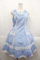 BABY,THE STARS SHINE BRIGHT / レースフリルジャンパースカート  サックス I-25-09-24-025-BA-OP-SA-ZI