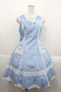 BABY,THE STARS SHINE BRIGHT / レースフリルジャンパースカート  サックス I-25-09-24-025-BA-OP-SA-ZI