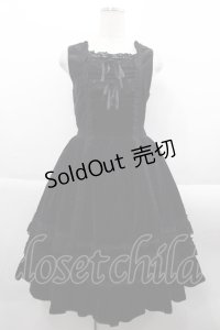 BABY,THE STARS SHINE BRIGHT / 別珍レースフリルジャンパースカート  黒 I-25-09-24-026-BA-OP-SA-ZI