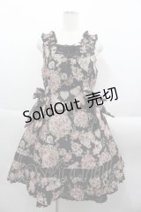 BABY,THE STARS SHINE BRIGHT / くまちゃんブーケ柄ゴブランジャンパースカート  黒 I-25-09-24-028-BA-OP-SA-ZI