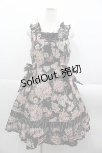 BABY,THE STARS SHINE BRIGHT / くまちゃんブーケ柄ゴブランジャンパースカート  黒 I-25-09-24-028-BA-OP-SA-ZI