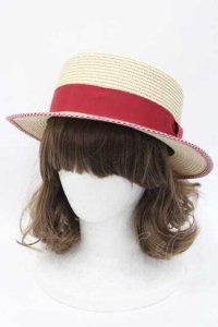 alcali / alcali × misako aoki　カンカン帽  ブラウンＸ赤 I-25-09-27-028-LO-AC-SA-ZI