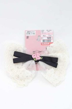 画像1: m petit by misako / AMレースバレッタ  アイボリーＸ黒 I-25-09-27-035-LO-AC-SA-ZI