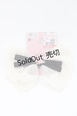 画像1: m petit by misako / AMレースバレッタ  アイボリーＸ黒 I-25-09-27-035-LO-AC-SA-ZI