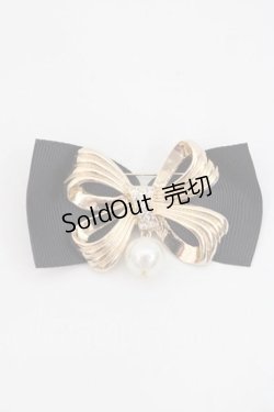 画像1: m petit by misako / AMPLリボンブローチ  黒Ｘゴールド I-25-09-27-058-LO-AC-SA-ZI