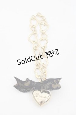 画像1: metamorphose / ハートチェーンリボンバッグチャーム  ゴールドＸ黒 I-25-09-27-081-ME-AC-SA-ZI