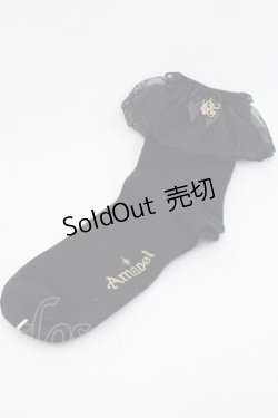 画像1: Amavel / モノグラムチャーム付レースクルーソックス  黒 I-25-09-27-097-CA-ZA-SA-ZI