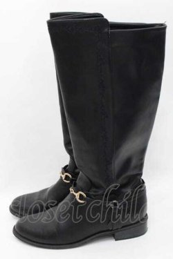 画像2: axes femme / 刺繍ジョッキーブーツ L クロ I-25-09-27-101-AX-SH-SA-ZI