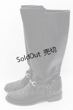 画像2: axes femme / 刺繍ジョッキーブーツ L クロ I-25-09-27-101-AX-SH-SA-ZT386