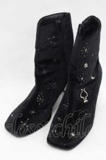 画像1: 【SALE】axes femme POETIQUE / 天体モチーフ刺繍ベロアブーツ M ブラック I-25-09-27-103-AX-SH-SA-ZT386 (1)