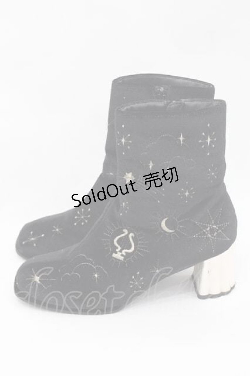 画像2: 【SALE】axes femme POETIQUE / 天体モチーフ刺繍ベロアブーツ M ブラック I-25-09-27-103-AX-SH-SA-ZT386 (2)