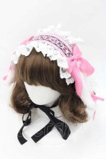 画像1: Royal Princess Alice / Strawberry Sweets 飴ノ森ふみかコラボロップイヤーヘッドドレス  黒Ｘピンク I-25-09-27-015-LO-AC-SA-ZI (1)