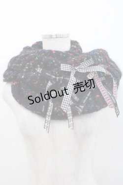 画像1: PINK HOUSE / リボンモチーフスヌード  ブラック I-25-09-27-120-LO-ZA-SA-ZI